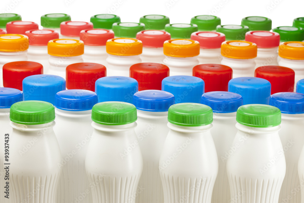 dairy products bottles with bright covers dairy products bottles with bright covers