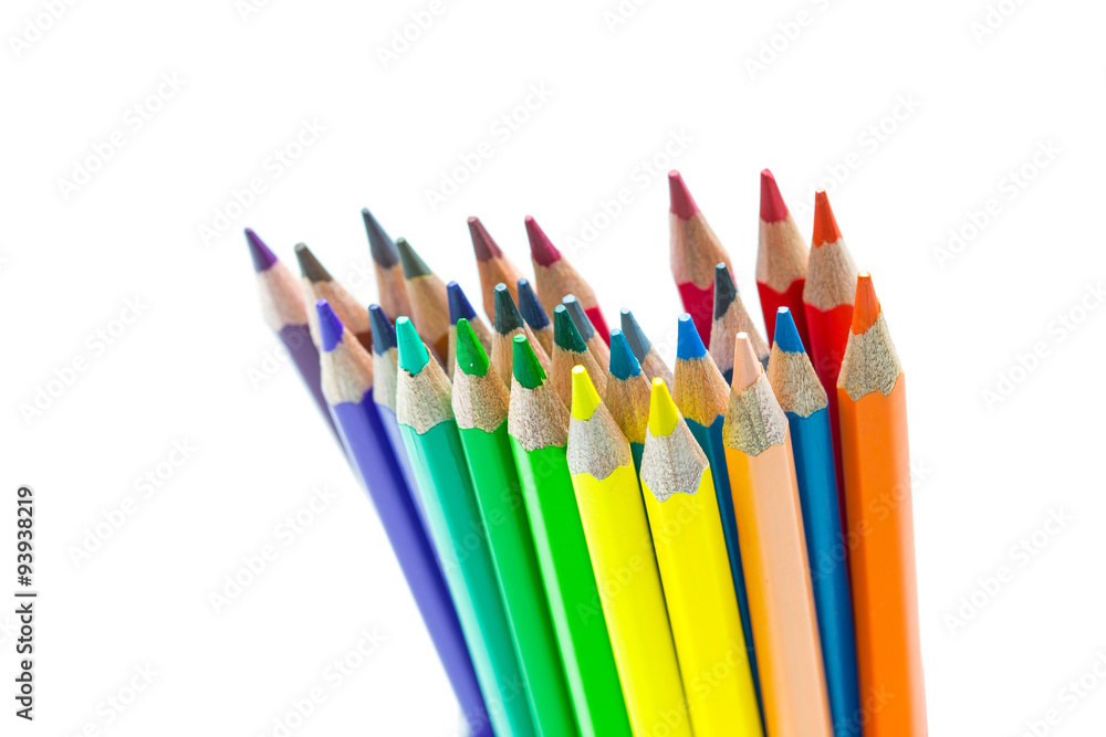 Colour pencils on white background Colour pencils on white background