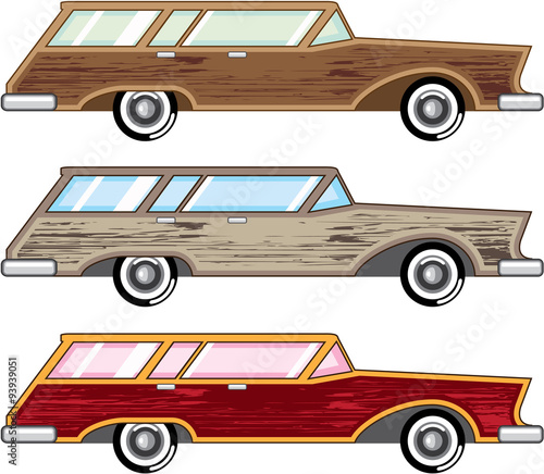 wood trim station wagon vector