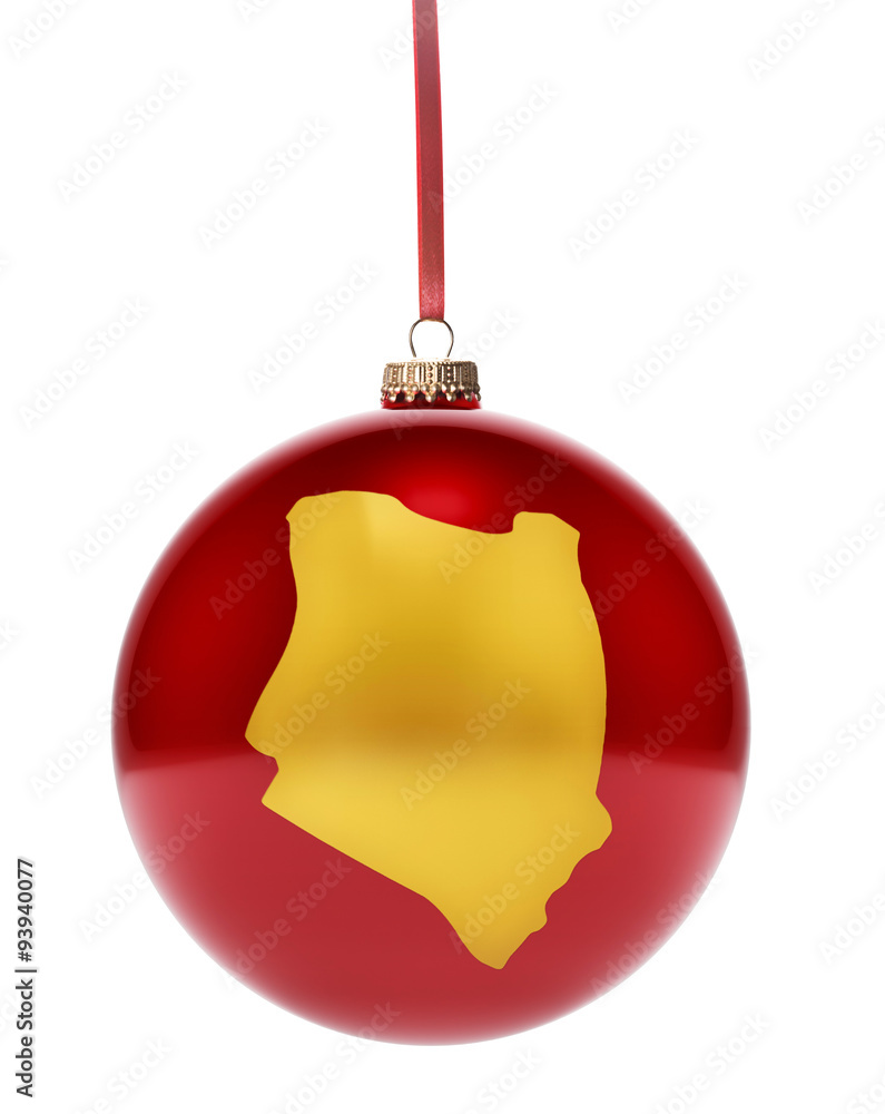 Red bauble with the golden shape of Kenya.(series) Red bauble with the golden shape of Kenya.(series)