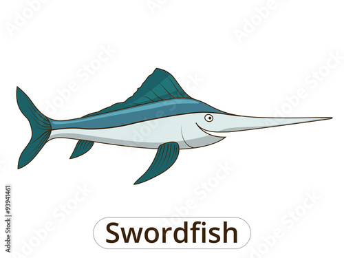 Swordfish underwater animal cartoon illustration