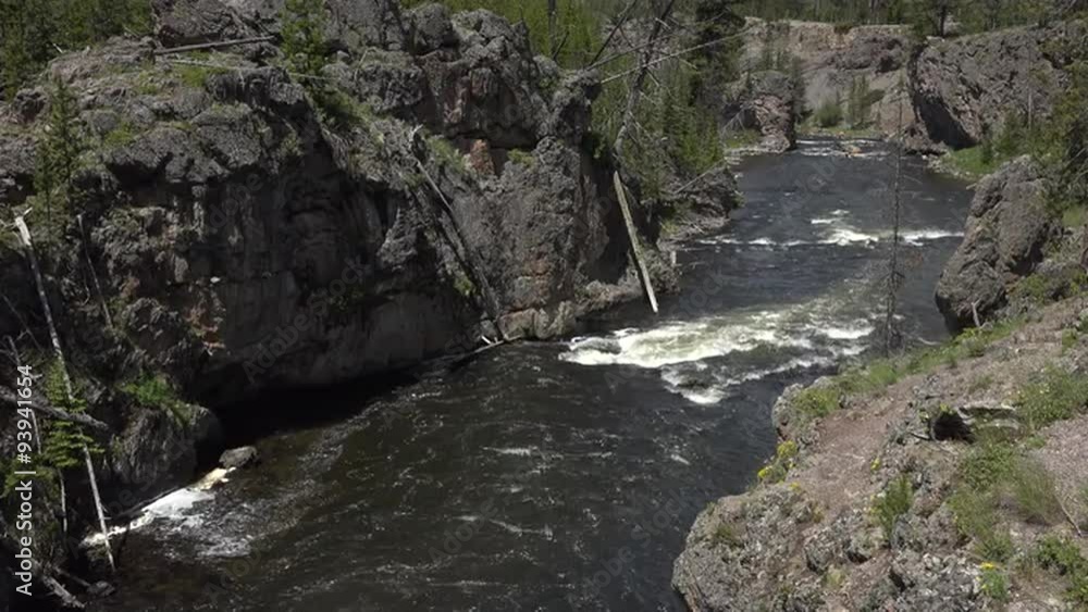 Firehole River water gorge nature Yellowstone Park 4k Firehole River water gorge nature Yellowstone Park 4k