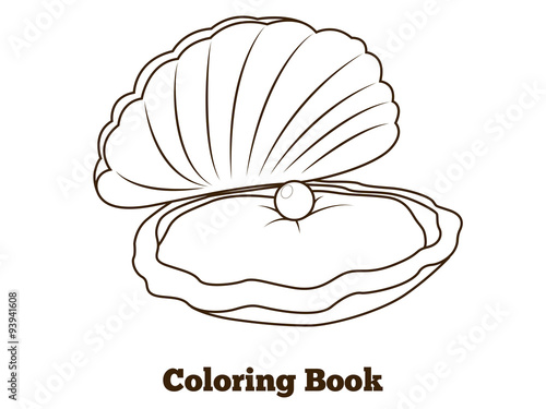 Coloring book oyster fish cartoon  illustration