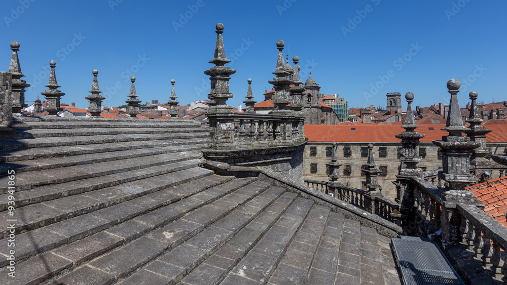 On top of the roof of the Cathedral de Santiago de Compostela