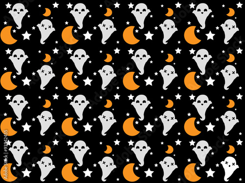 Seamless vector pattern for Halloween with cute ghosts
