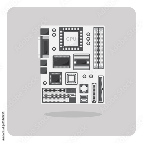 Vector of flat icon, motherboard for computer on isolated background