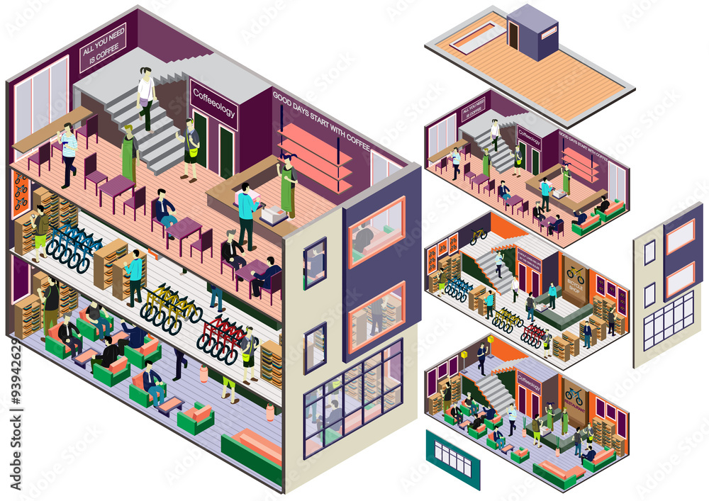 illustration of info graphic interior  room concept in isometric graphic