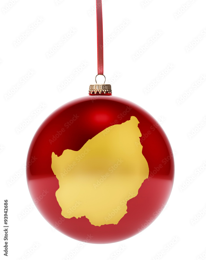 Red bauble with the golden shape of San Marino.(series) Red bauble with the golden shape of San Marino.(series)