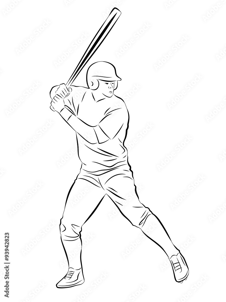 sketch baseball player Stock Vector Adobe Stock