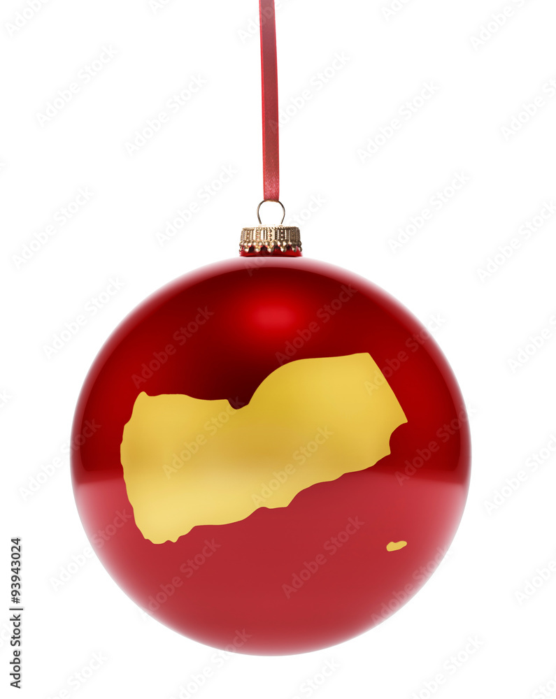Red bauble with the golden shape of Yemen.(series) Red bauble with the golden shape of Yemen.(series)