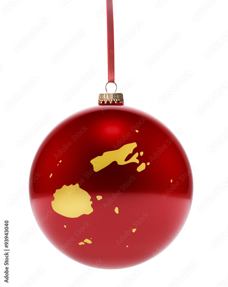 Red bauble with the golden shape of Fiji.(series) Red bauble with the golden shape of Fiji.(series)