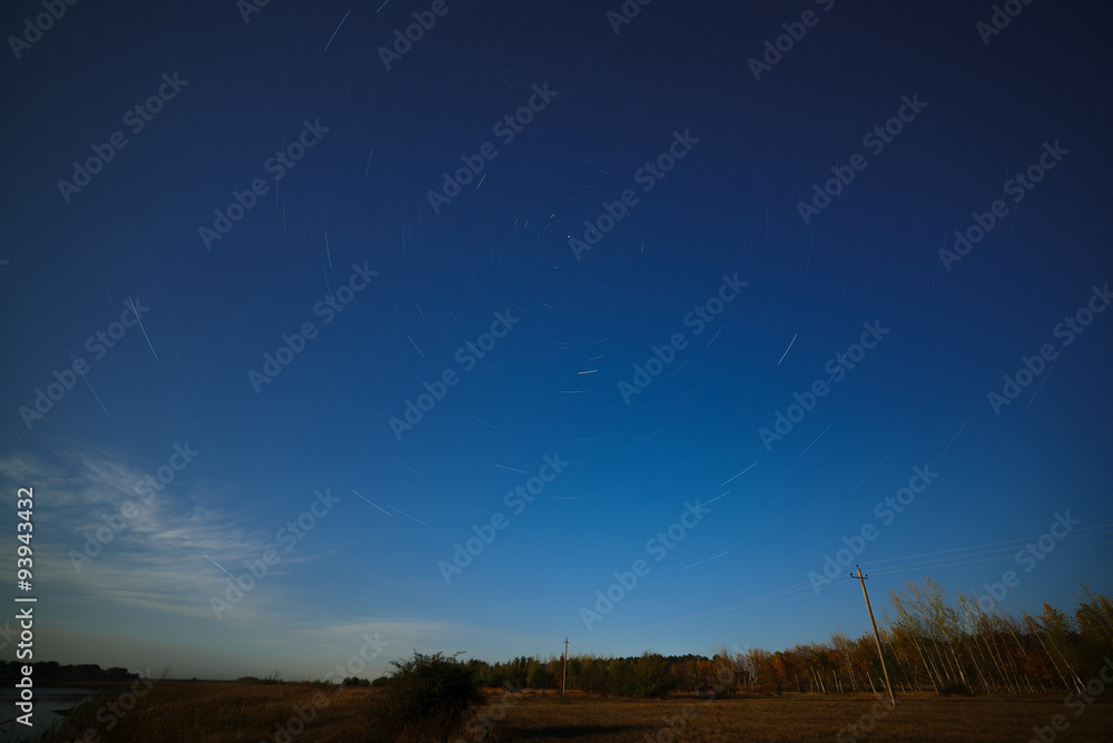 The motion of stars around Pole Star in the night city The motion of stars around Pole Star in the night city