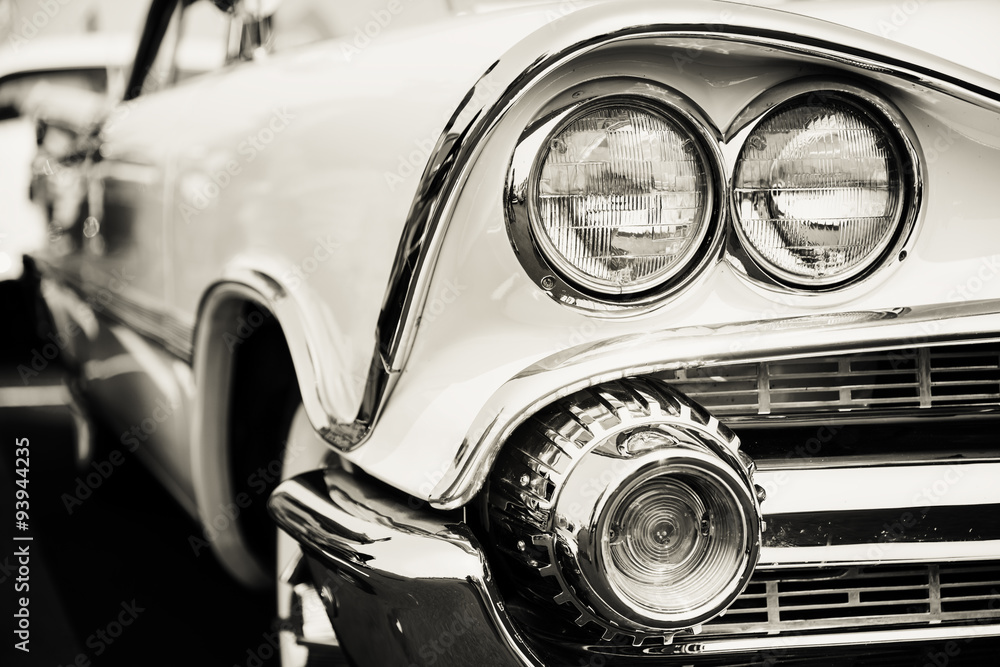 Classic car headlights Stock Photo | Adobe Stock