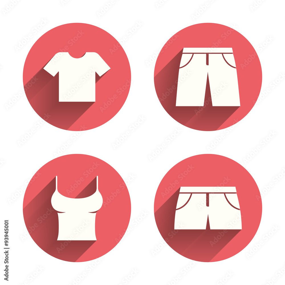 Clothes signs. T-shirt and pants with shorts. Clothes signs. T-shirt and pants with shorts.