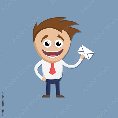 Smiling buisinessman holding a letter.
