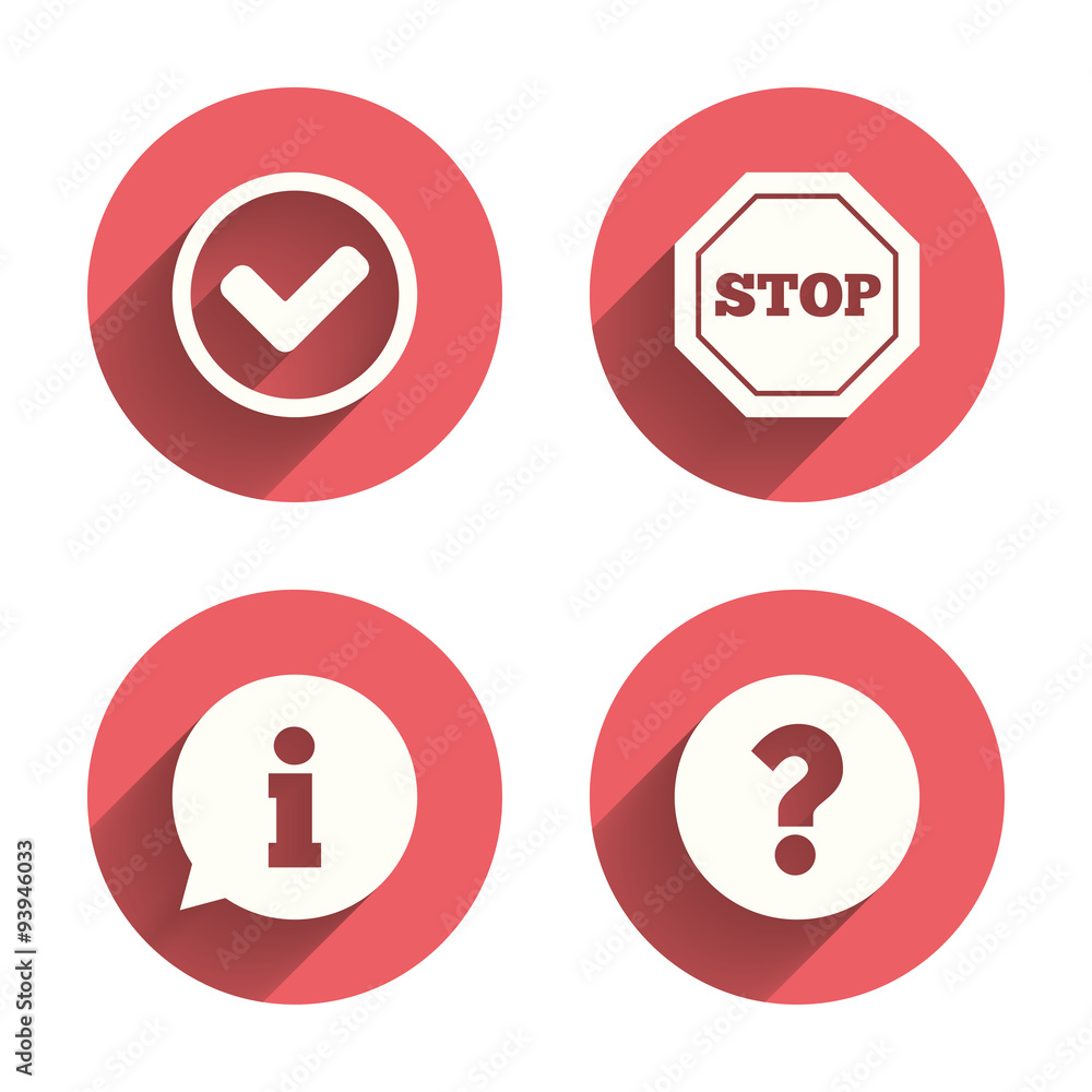 Information icons. Stop prohibition symbol. Information icons. Stop prohibition symbol.