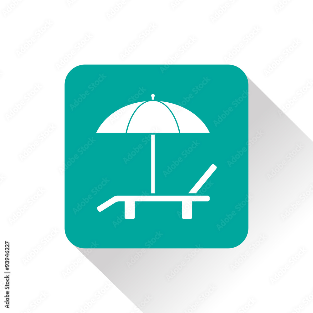 Beach vector icon. Umbrella with deck chair Beach vector icon. Umbrella with deck chair