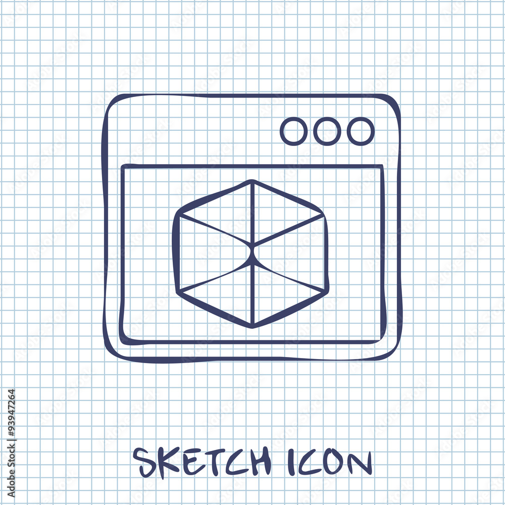 Vector icon of 3d program window Vector icon of 3d program window