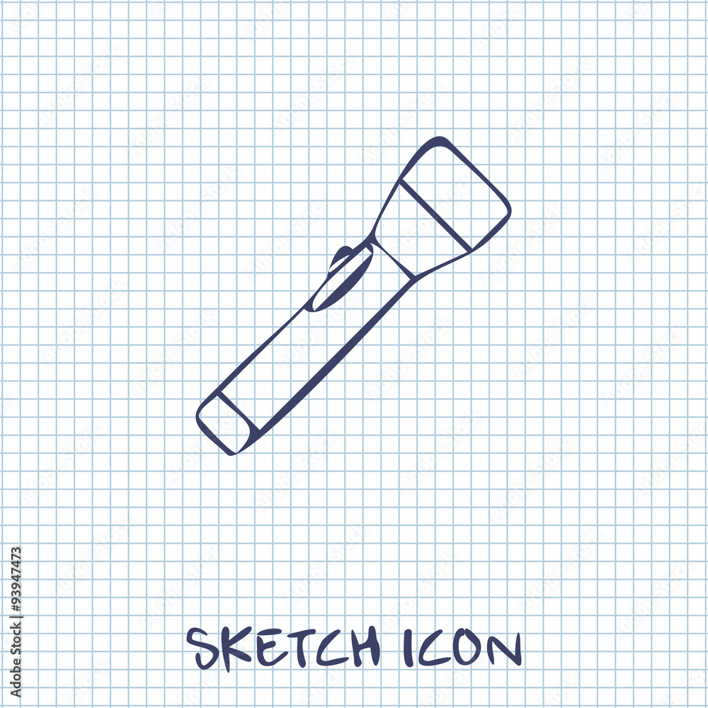 Flashlight doodle sketch icon Flashlight doodle sketch icon