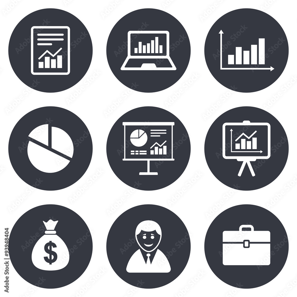 Statistics, accounting icons. Charts signs. Statistics, accounting icons. Charts signs.