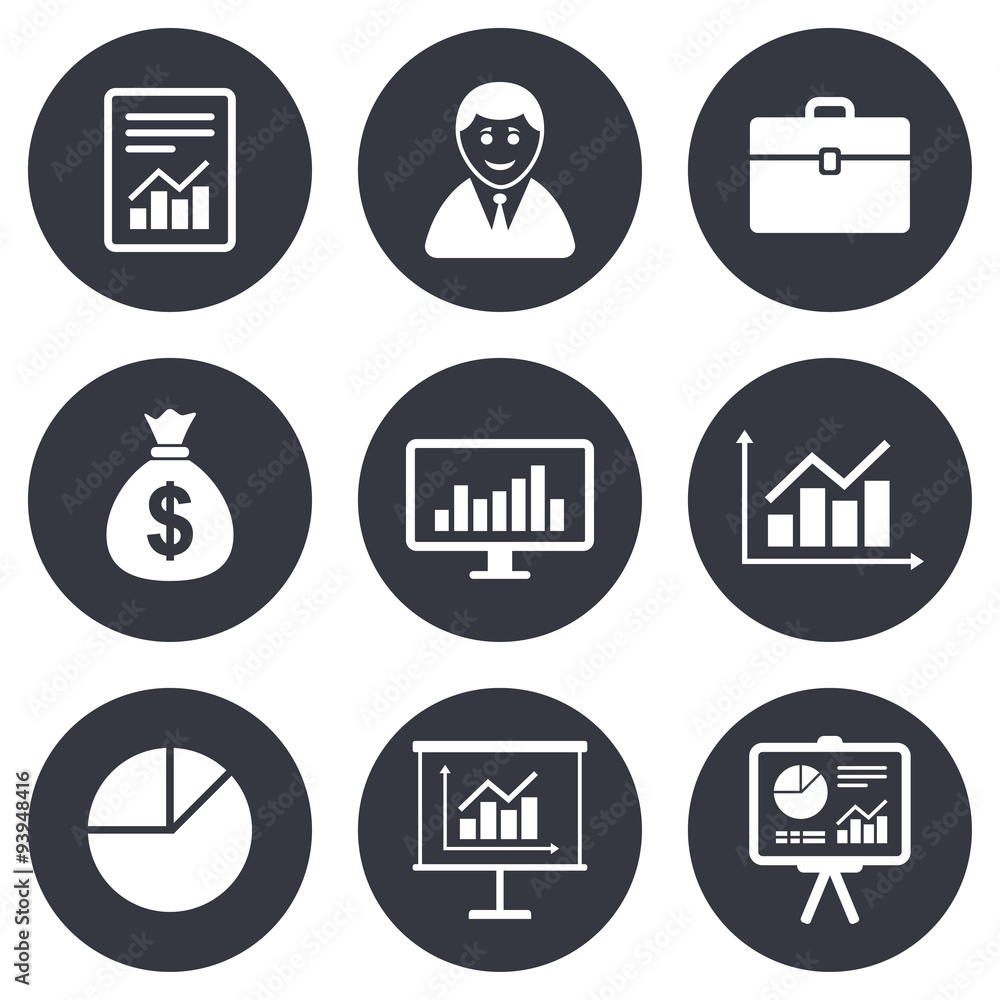Statistics, accounting icons. Charts signs. Statistics, accounting icons. Charts signs.