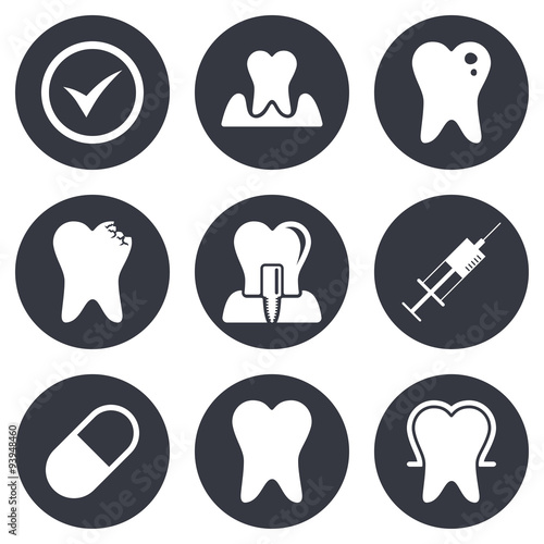 Tooth  dental care icons. Stomatology signs.