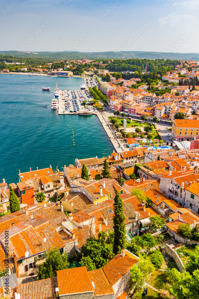 Aerial shoot of Old town Rovinj, Istria, Croatia.