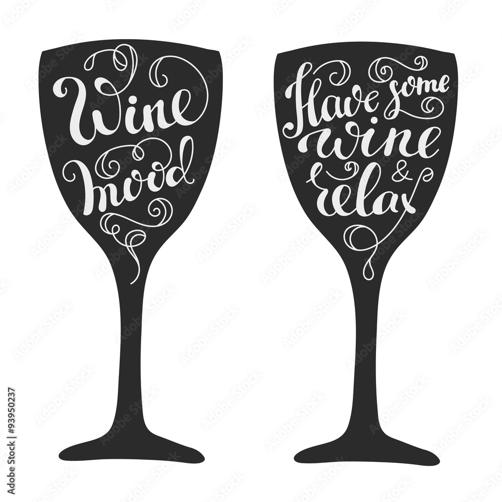 Quotes about wine on wine glass silhouette Stock ベクター Adobe Stock