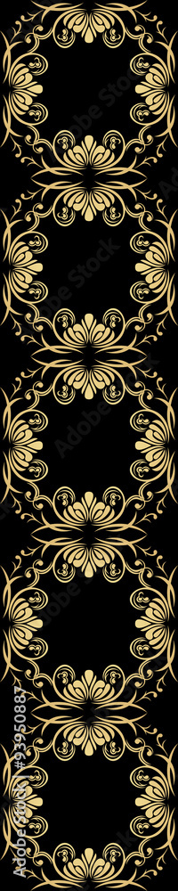 Seamless dark border with golden ornament Seamless dark border with golden ornament