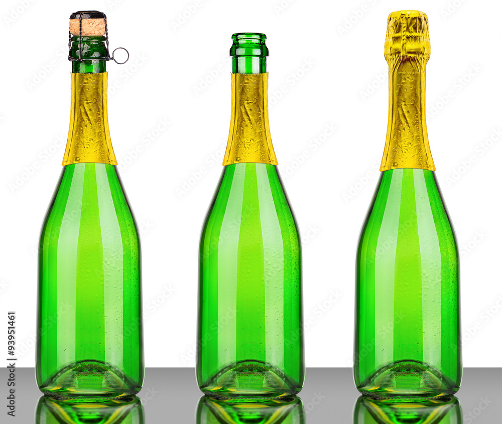 Bottles of champagne with cork isolated on white Bottles of champagne with cork isolated on white