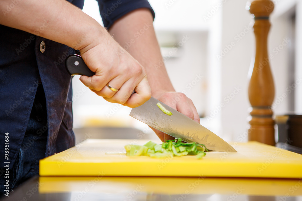 Chef chopping greens Chef chopping greens