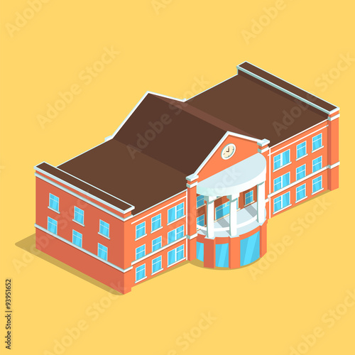 Detailed illustration of a Isometric European isolated Building.