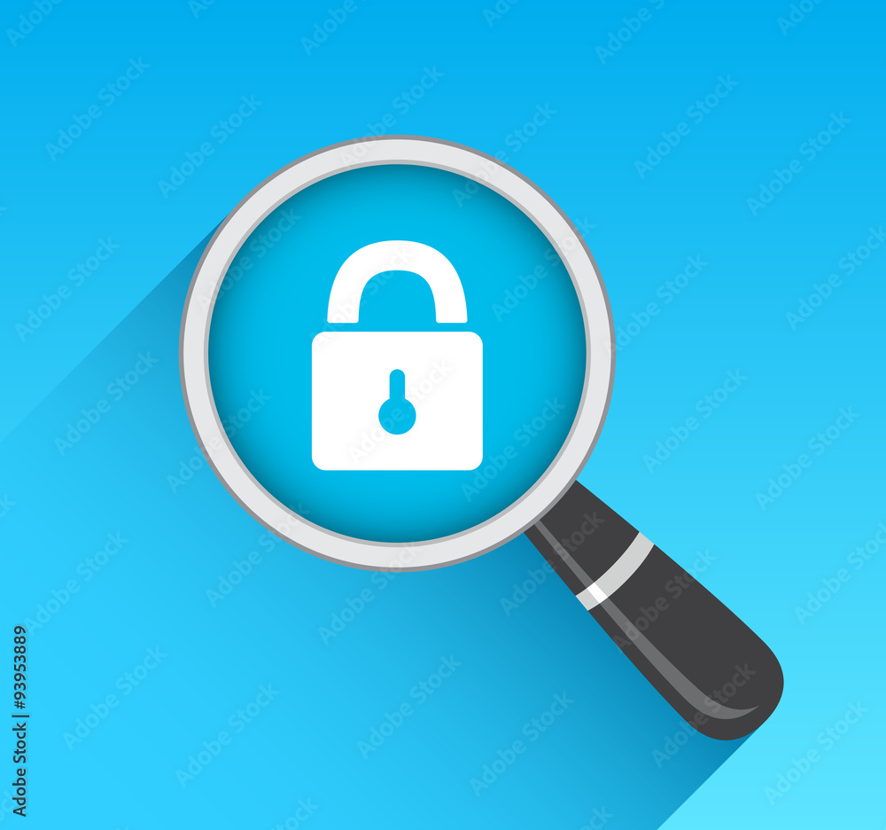 Locked Padlock Icon Magnifying Glass Locked Padlock Icon Magnifying Glass