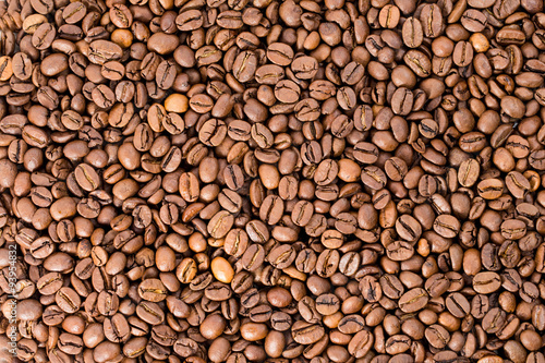 Roasted coffee beans evenly photo