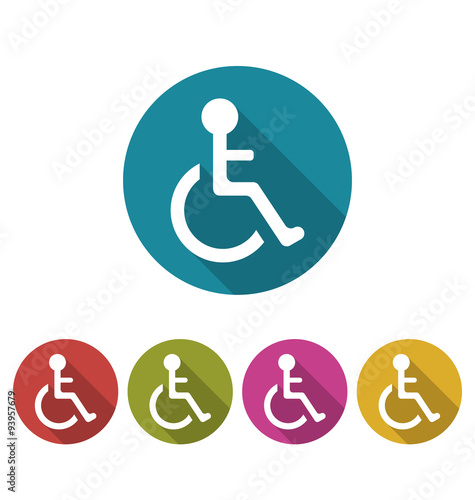 Colorful Pictogram of Disabled in Wheelchai