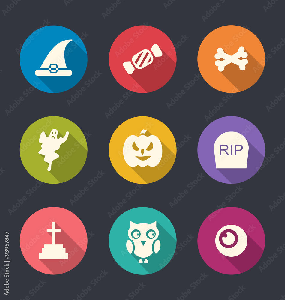 Flat Icons of Halloween Symbols Flat Icons of Halloween Symbols