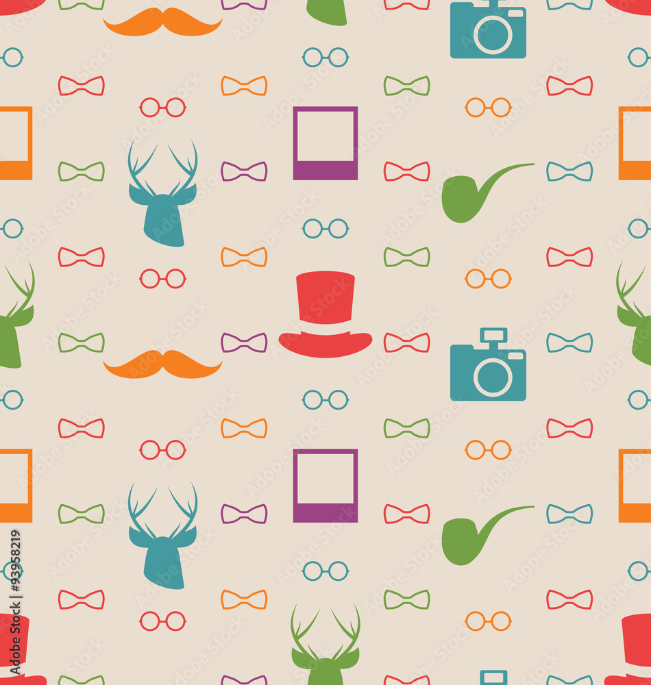 Hipster Seamless Texture, Pattern with Vintage Colors