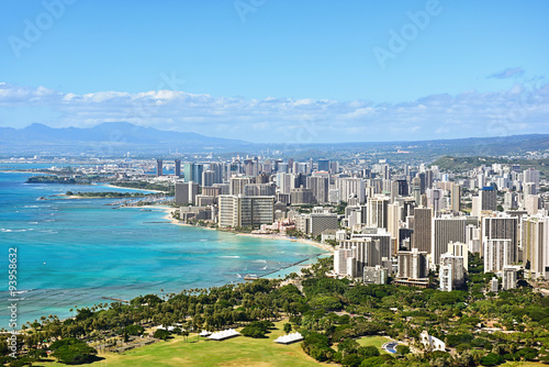 Honolulu and Waikiki beach on Oahu Hawaii