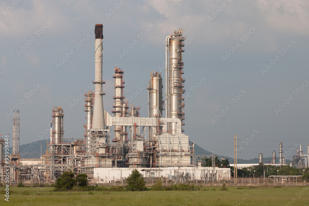 Oil refinery, petrochemical plant at industrial estate Oil refinery, petrochemical plant at industrial estate