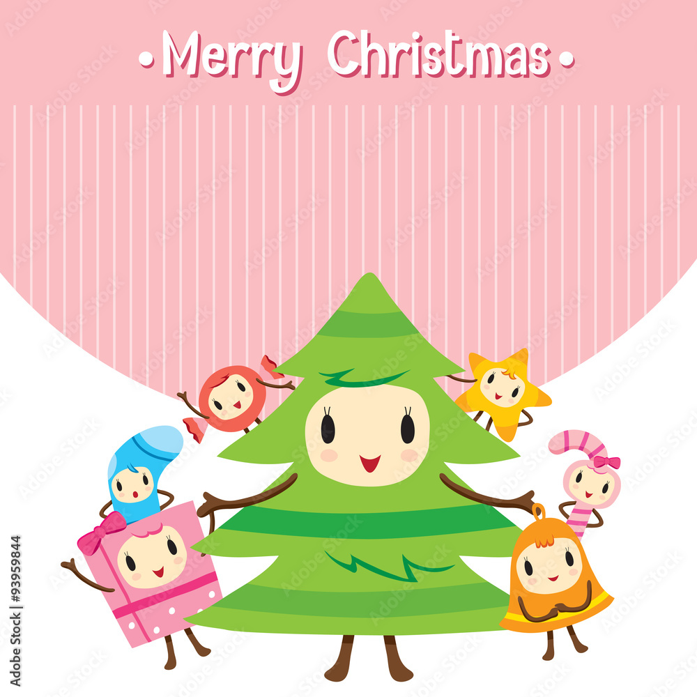 Obraz premium Christmas Ornaments Character Design Set, Merry Christmas, Xmas, Happy New Year, Objects, Animals, Festive, Celebrations