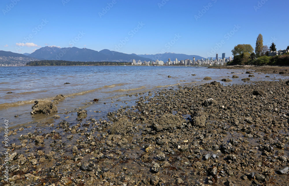 A view of Vancouver, British Columbia, Canada from the Kitsilano side of English Bay. A view of Vancouver, British Columbia, Canada from the Kitsilano side of English Bay.