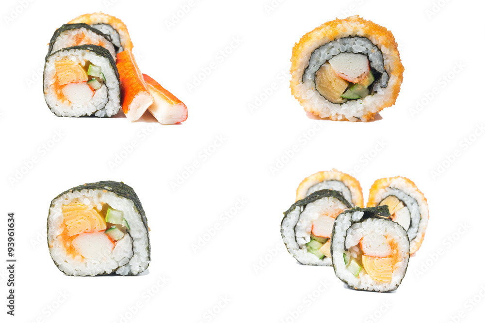 Japanese seafood sushi set on black background
Japanese seafood sushi set on black background