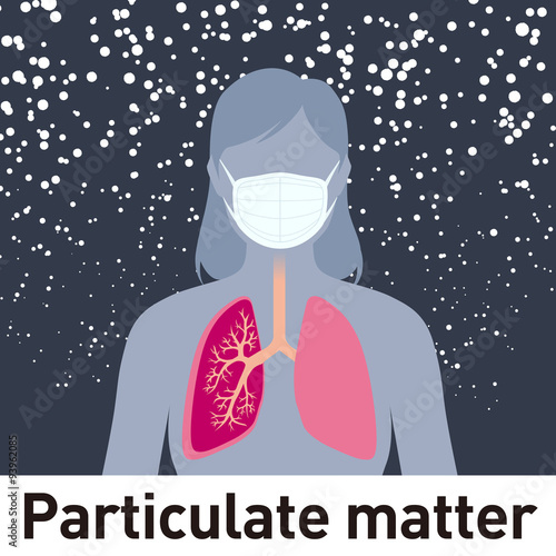 Particulate matter and face mask, image illustration