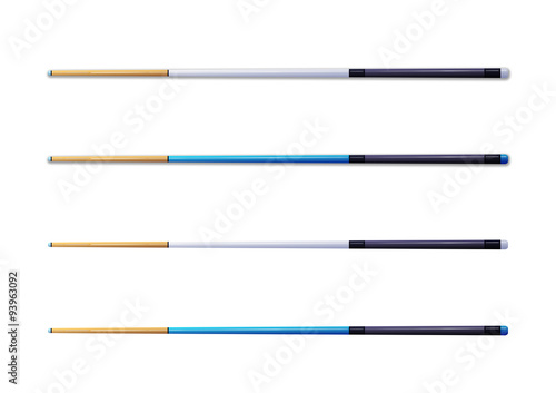 Φωτογραφία Illustration: Cue, Pool Sticks, Snooker Sticks, Billiard Sticks HD isolated on White Background