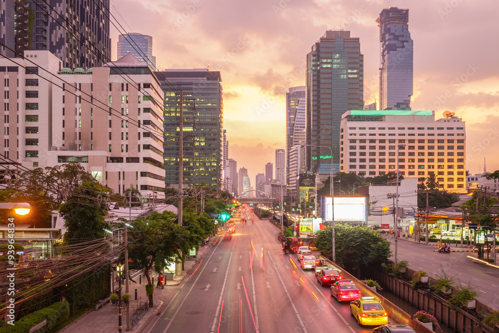 Bangkok cityscape and Sathorn Business District
