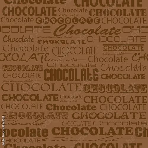 Fototapeta Seamless chocolate pattern with word of chocolate with different