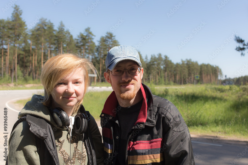 portrait of two cheerful friends portrait of two cheerful friends