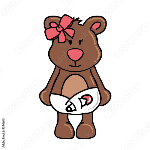 Girl bear wearing diapers