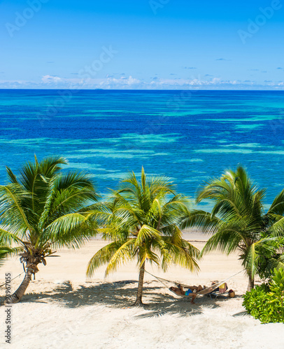 Hammock at tropical beaches on paradise island