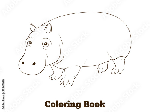 Coloring book hippopotamus african savannah animal 